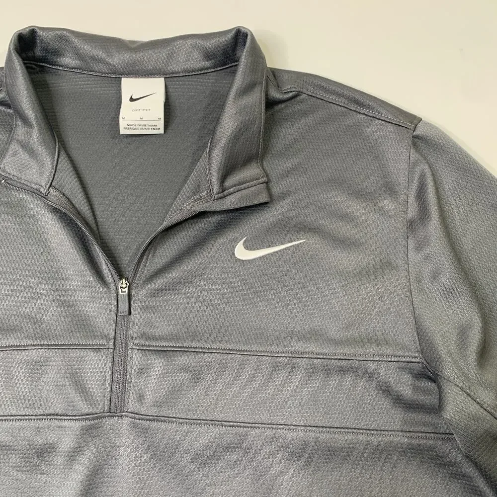 Nike Sweatshirt Mens M Medium Grey Essential Dri Fit Half Zip Golf Mock Pullover
